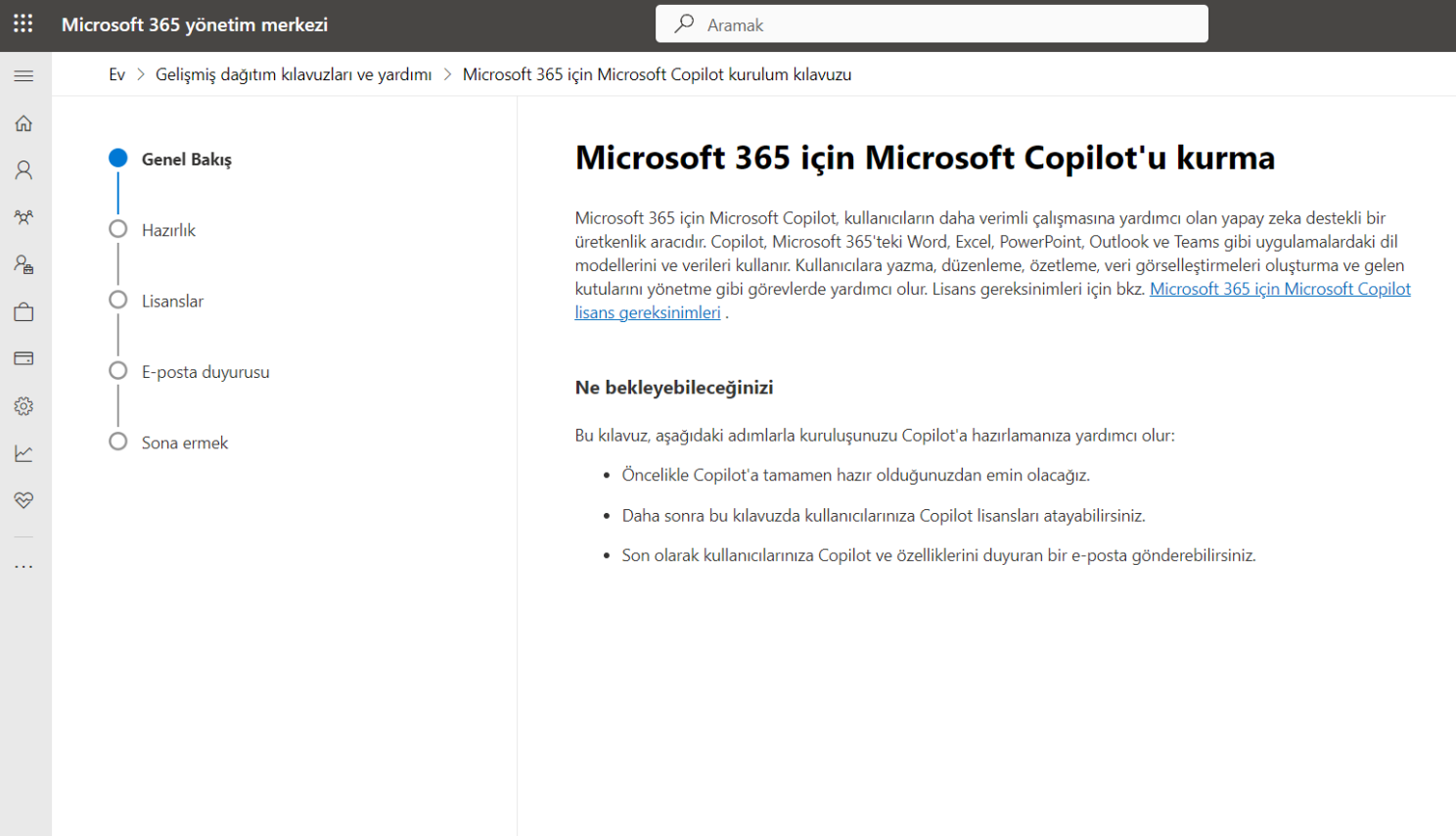 Microsoft 365 için Microsoft Copilot kurulumu adım 1