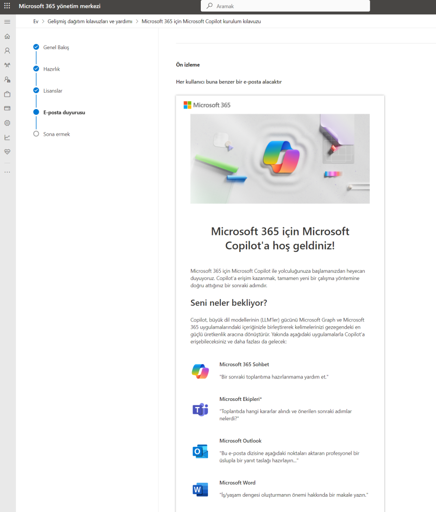 Microsoft 365 için Microsoft Copilot kurulumu adım 1