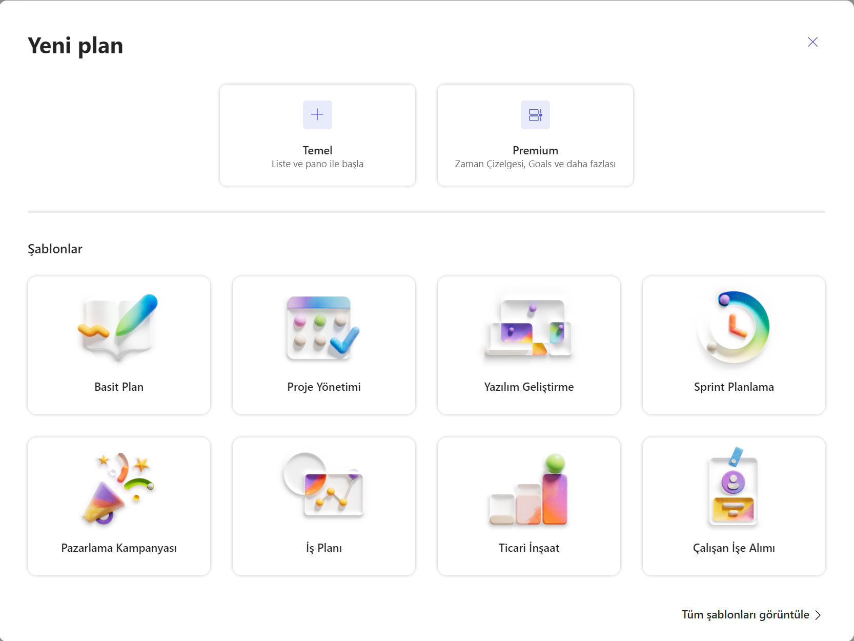Microsoft Planner Kanban örnek pano